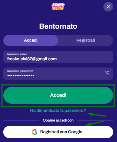 fast log in form